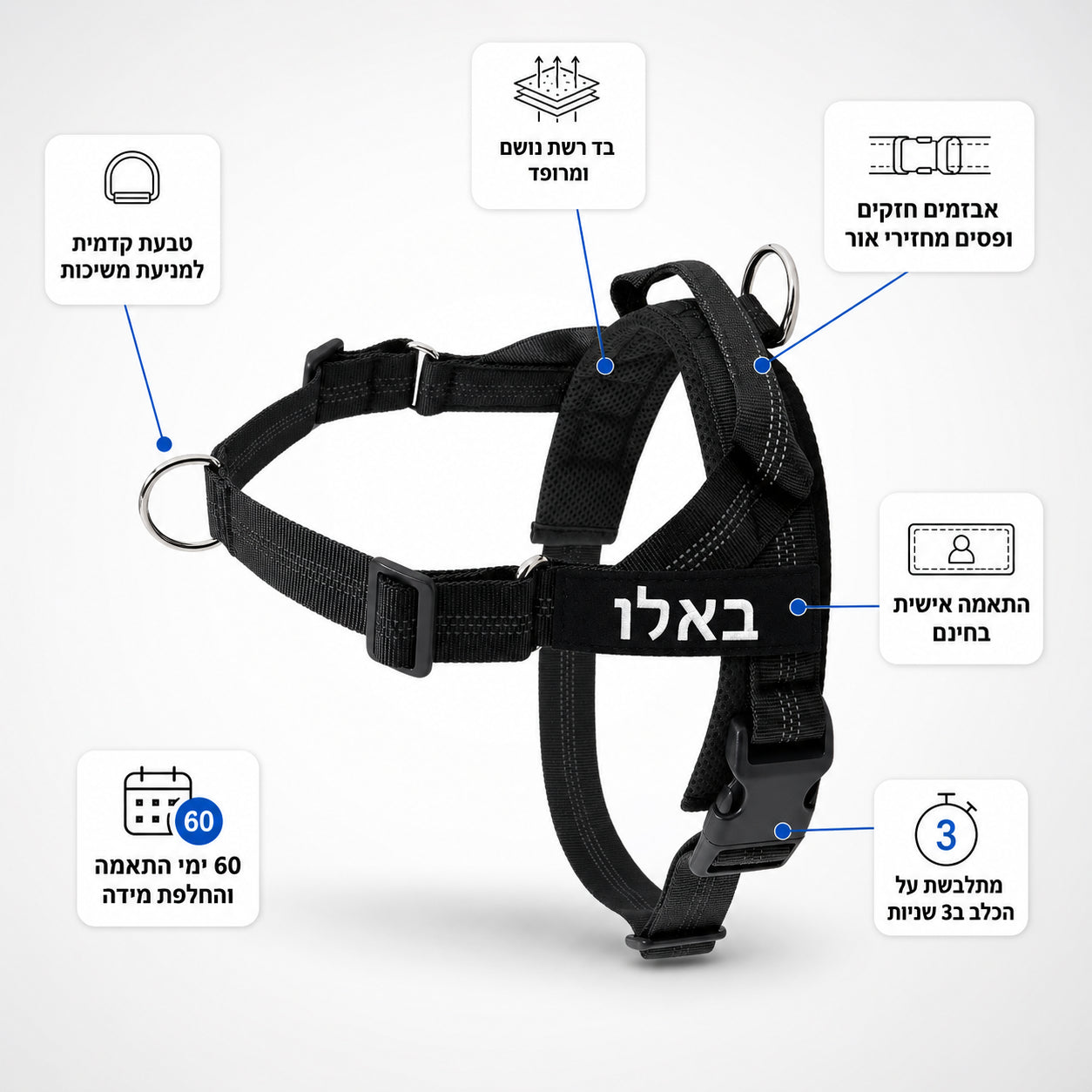 SafeWalk® No-Pull 2.0 - רתמה נגד משיכות מותאמת אישית